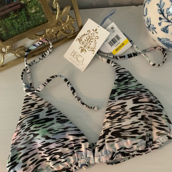 NWT Becca Animal Instincts Reversible String Triangle Bikini Top‎ - Picture 6 of 8